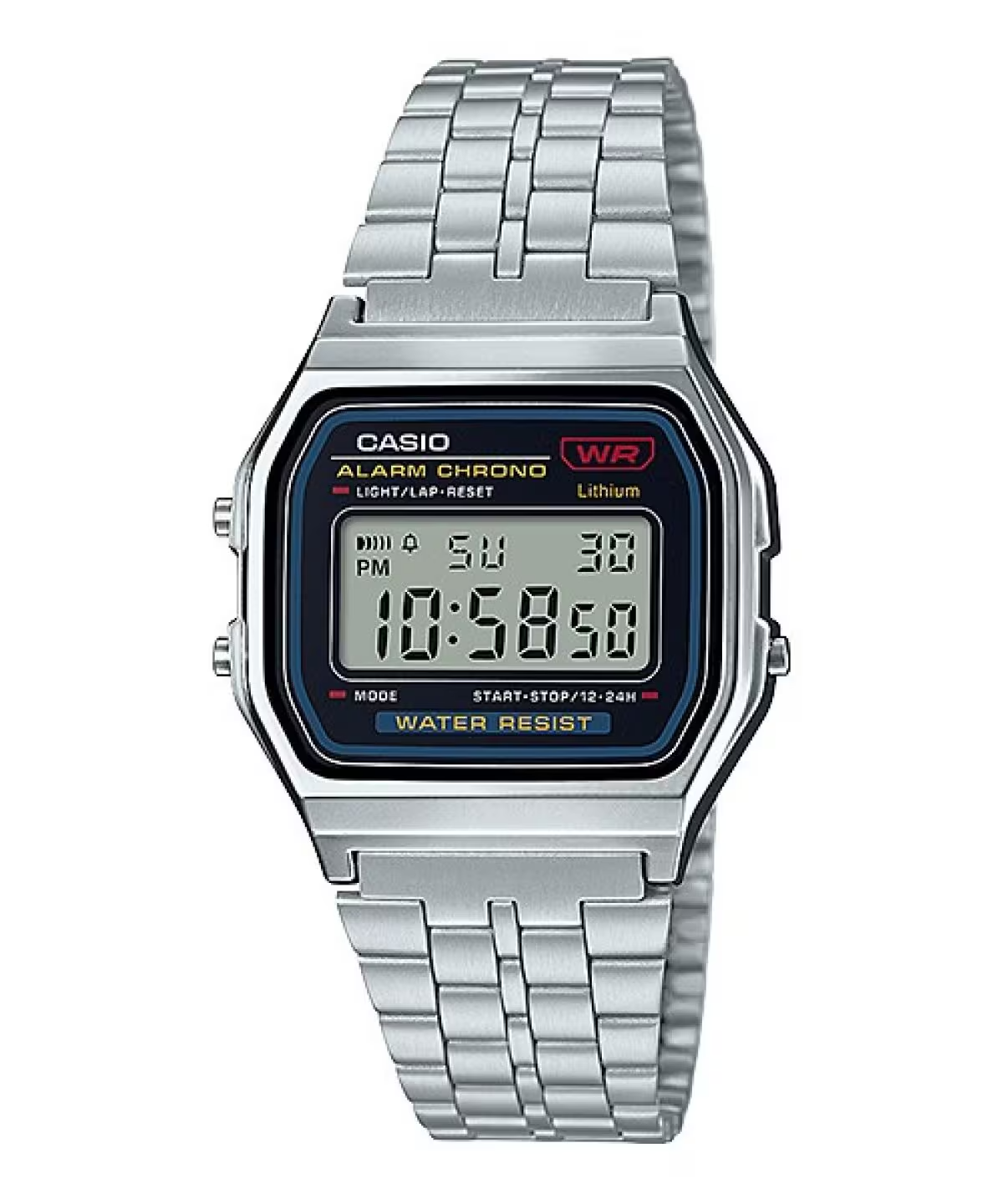 Reloj CASIO VINTAGE A159W unisex con pulso ajustable en acero inoxidable