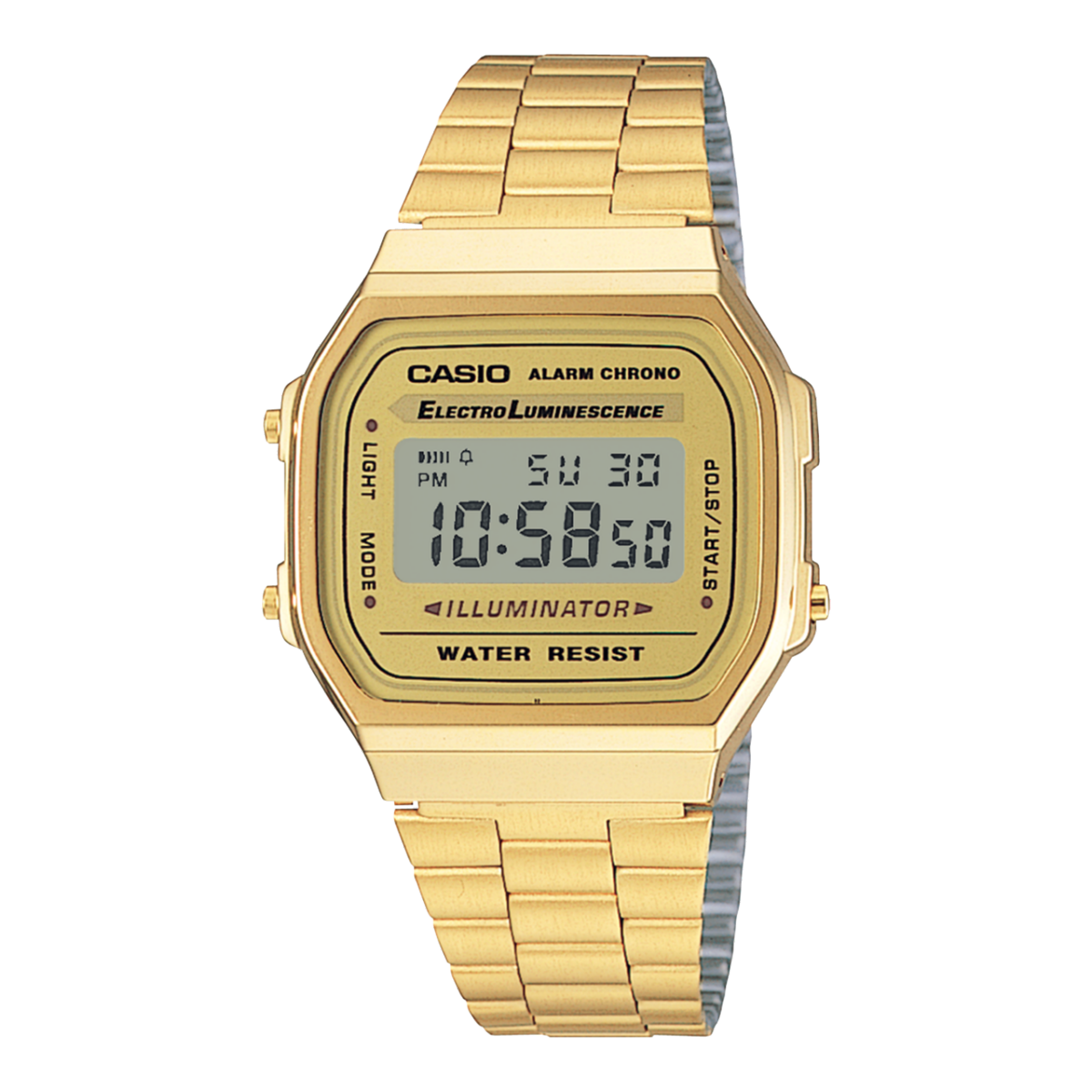 Reloj CASIO VINTAGE A168W unisex con pulso ajustable en acero inoxidable