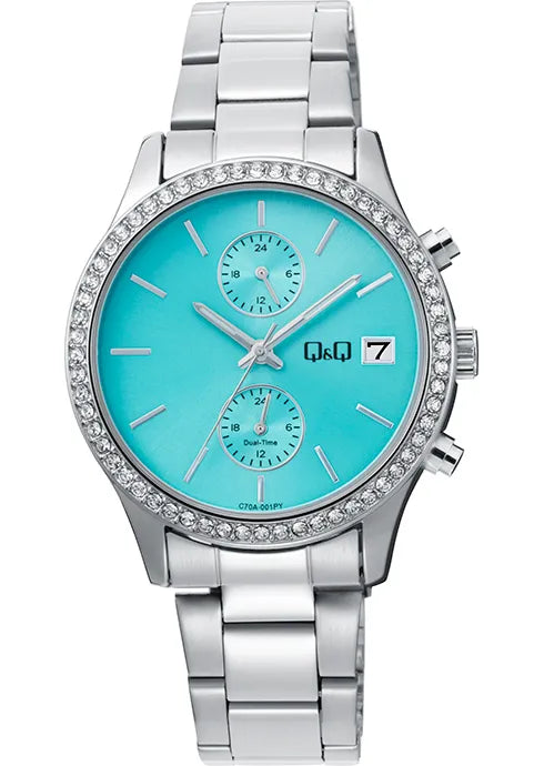 Reloj Q&Q original C70A doble hora análogo para mujer