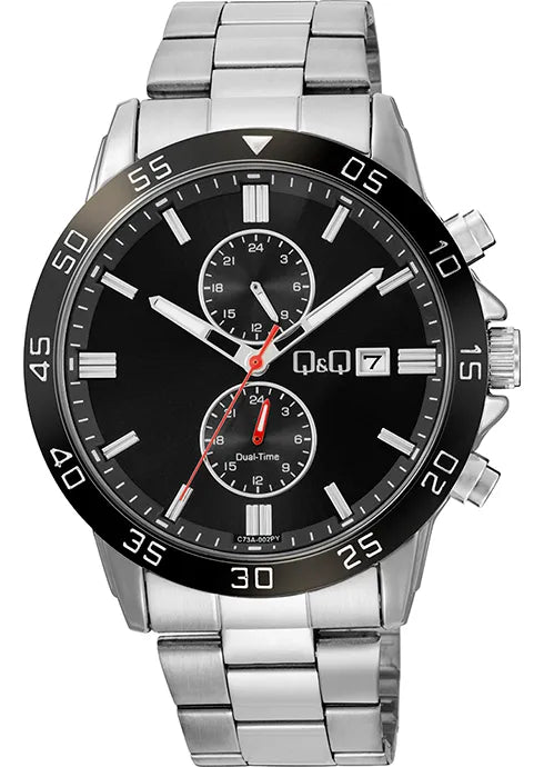 Reloj Q&Q C73A Multifuncional para hombre con pulso en acero inoxidable