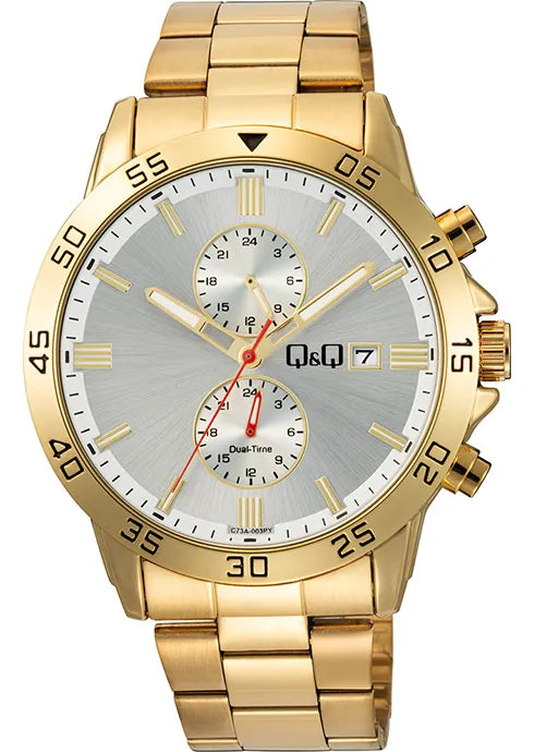 Reloj Q&Q C73A Multifuncional para hombre con pulso en acero inoxidable