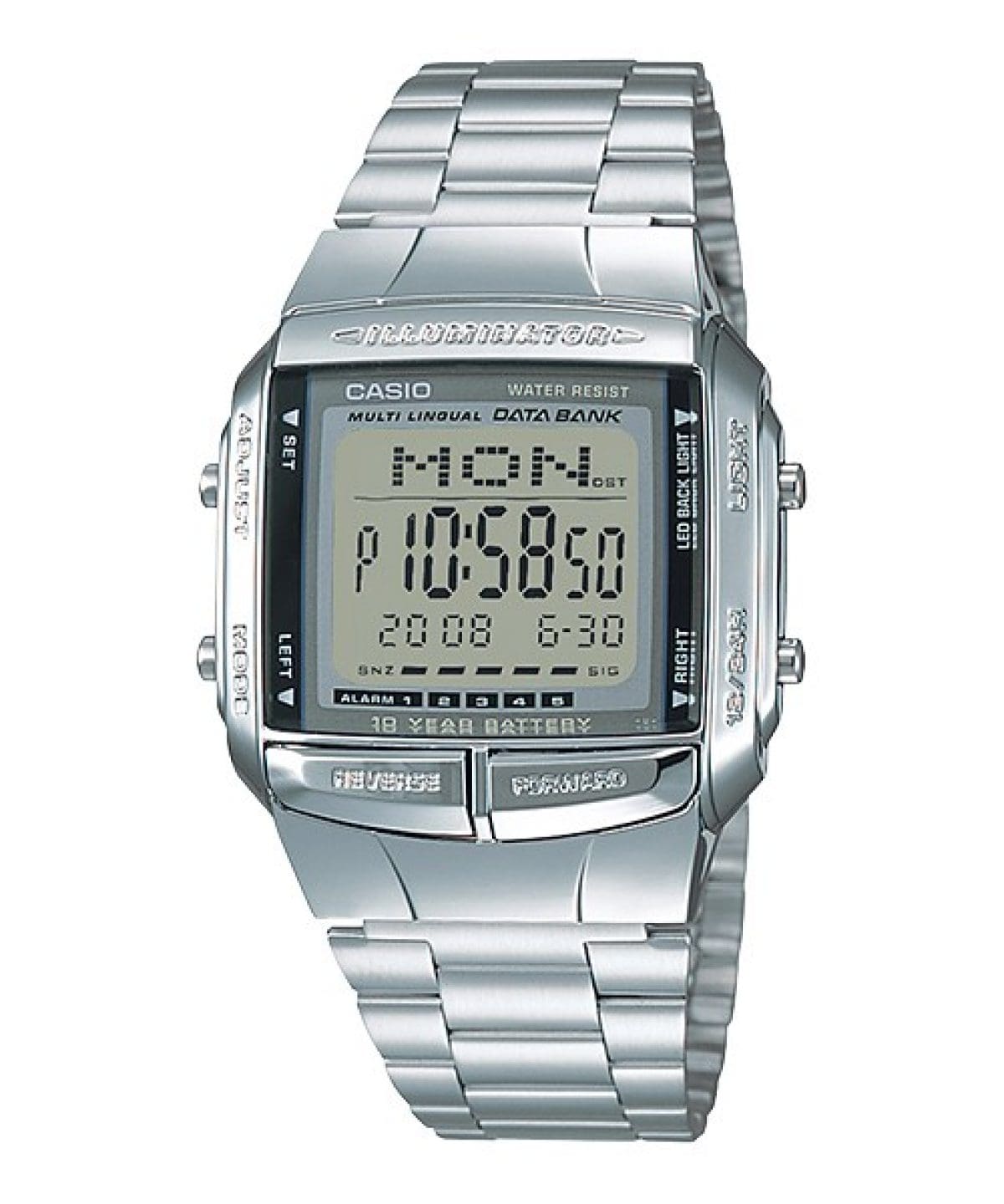 Reloj CASIO Vintage DIGITAL DB-360 unisex con pulso en acero inoxidable