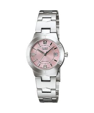 RELOJ CASIO original LTP-1241D análogo, calendario para mujer con pulso en acero inoxidable
