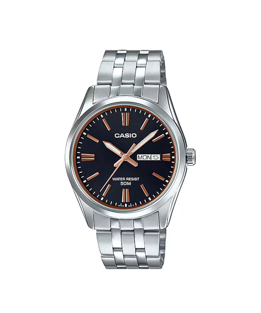 Reloj CASIO MTP-1335 Doble calendario con pulso en acero para Hombre