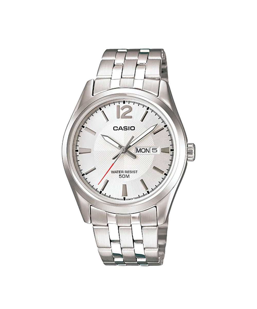 Reloj CASIO MTP-1335 Doble calendario con pulso en acero para Hombre