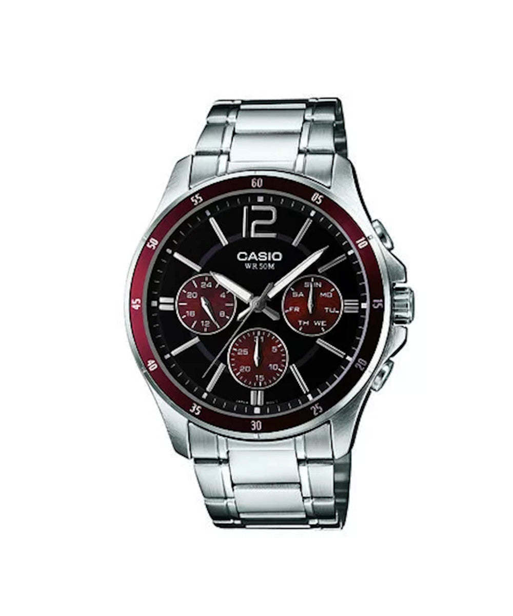 Reloj CASIO MTP-1374 Triple calendario con pulso en acero o cuero para hombre
