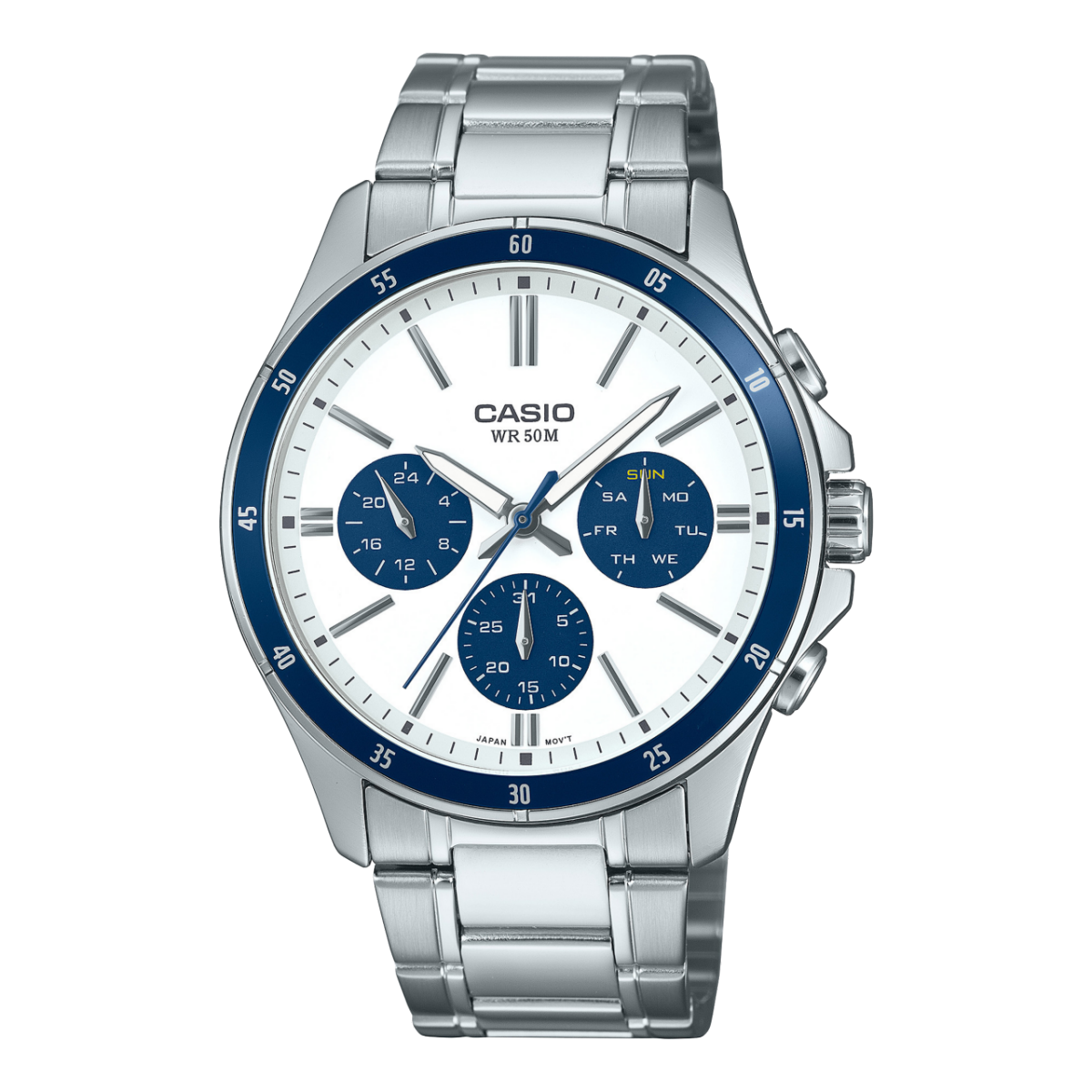 Reloj CASIO MTP-1374 Triple calendario con pulso en acero o cuero para hombre