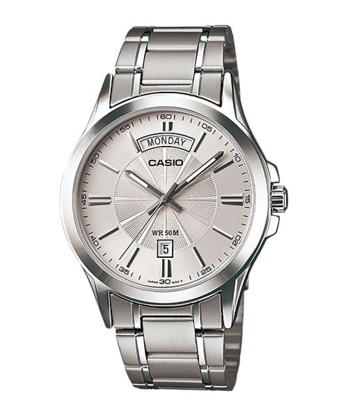 Reloj CASIO MTP-1381 Doble calendario con pulso en acero para hombre