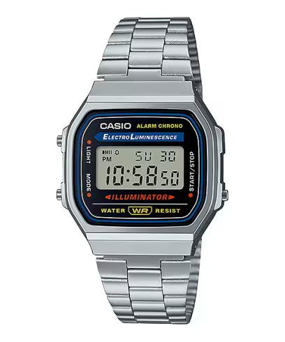 Reloj CASIO VINTAGE A168W unisex con pulso ajuastable en acero inoxidable