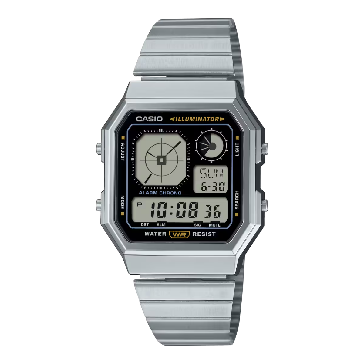 RELOJ CASIO orginal A130WE con pulso en acero inoxidable