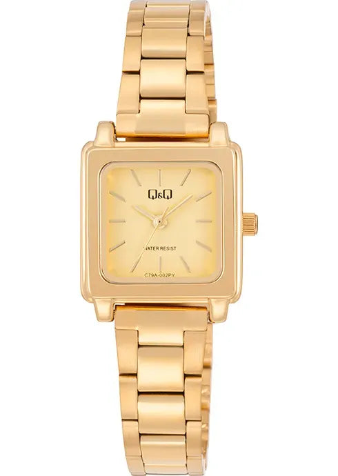 Reloj Q&Q C79A original para mujer con diseño cuadrado y elegante en acero